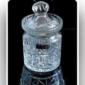 Original Badash of Poland Handcut 24% Lead Crystal Biscuit Cookie Jar with Lid